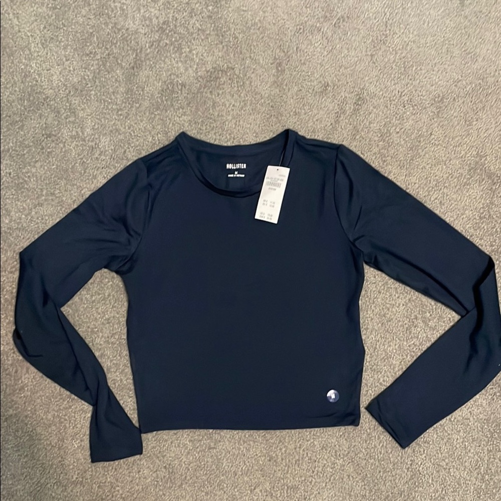 Hollister Blue Fitted Crop Long Sleeve Tee